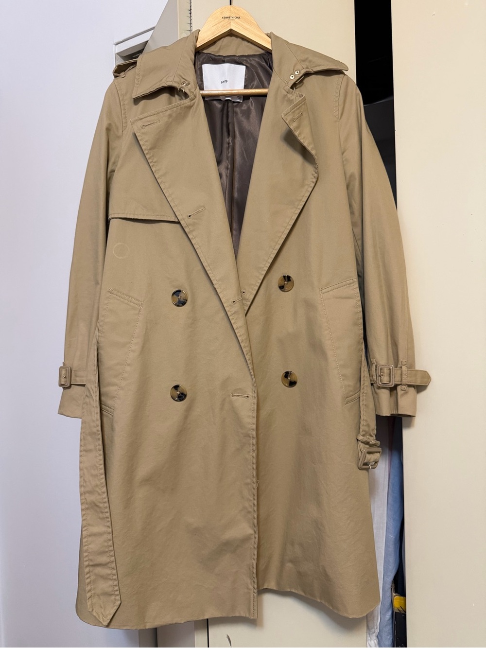 Mango Women's Beige Belted Trench Coat